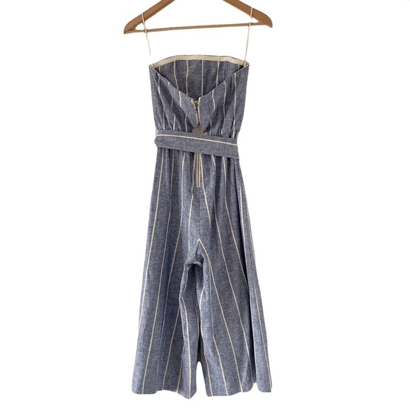 Alice + Olivia Lucie Strapless Striped Chambray Jumpsuit - Picture 6 of 10